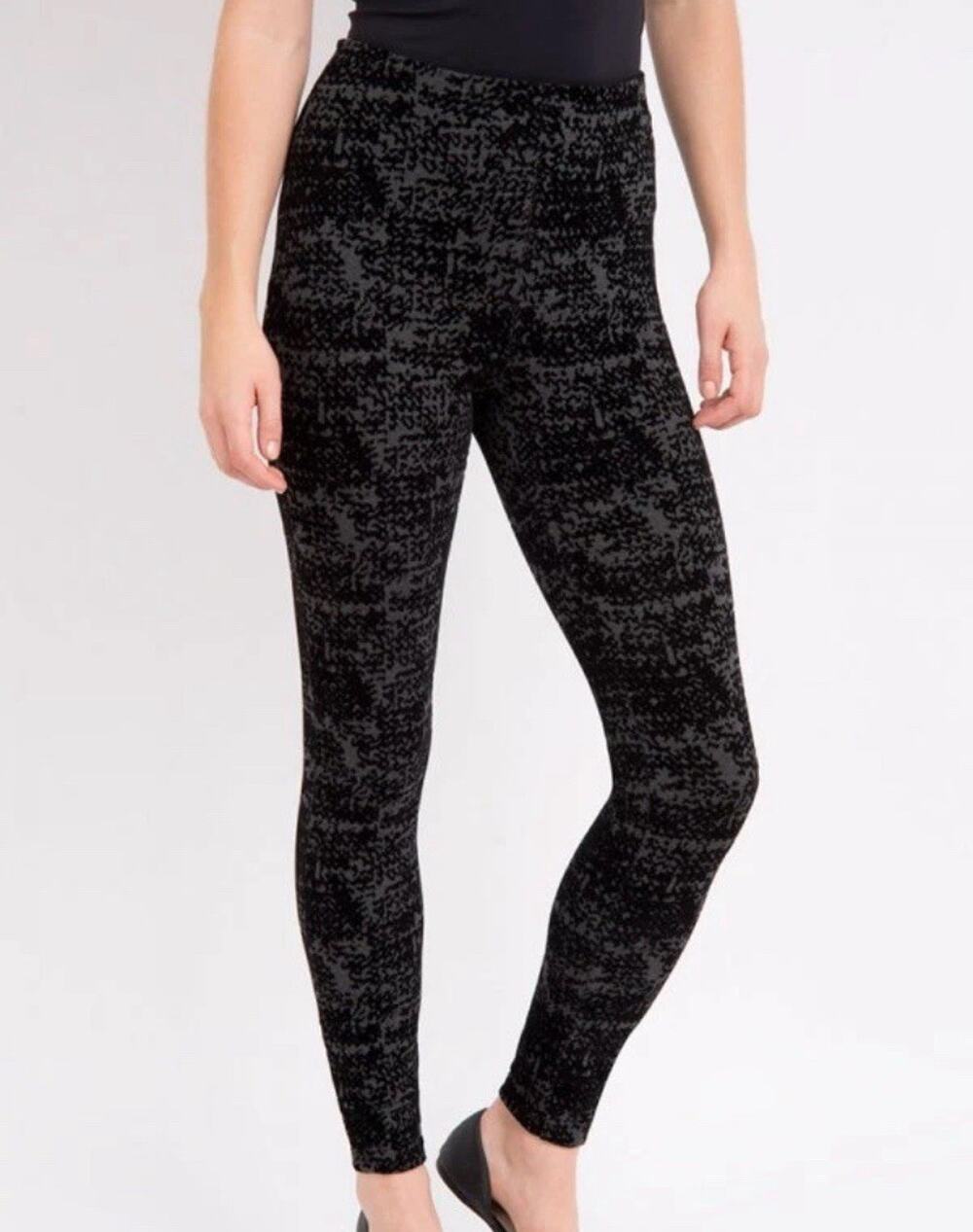 NWT Lysse Victoria Flocked Black Leggings Size Small Mid Rise Shaping Stretch
